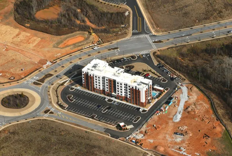 Aerial view of the Marriott hotel under construction in Covington
